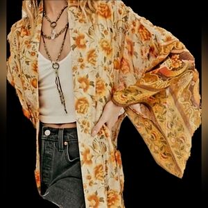 Spell & the Gypsy Free People MERMAID SEASHELL SEAHORSE Kimono Robe Duster S / M